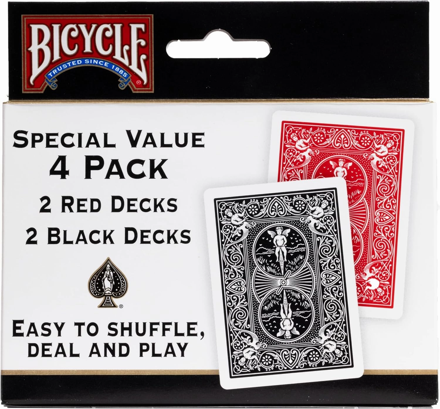 Bicycle Standard Index (Black/Red), Pack of 4