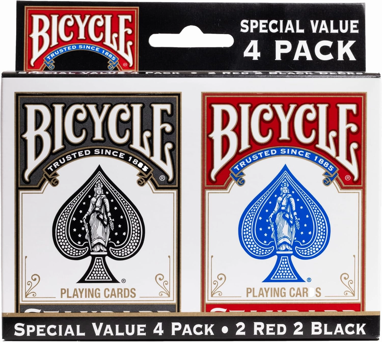 Bicycle Standard Index (Black/Red), Pack of 4