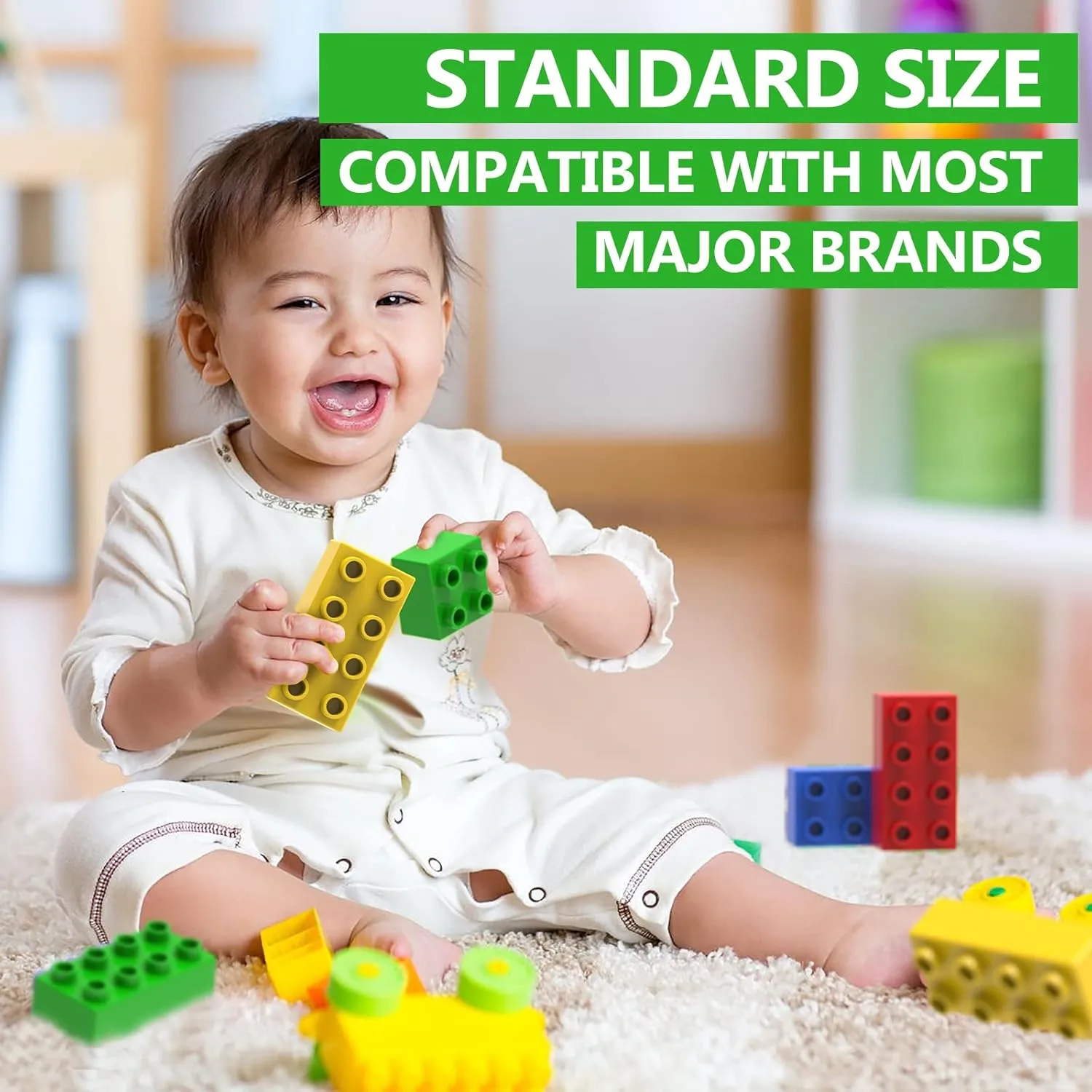 Big Building Blocks Set for Ages 3-5, Large Bricks, Compatible with Major Building Systems, Kids Stacking Blocks for Ages 3-6, Big Blocks Construction Toy for Boys & Girls, 100PCS.