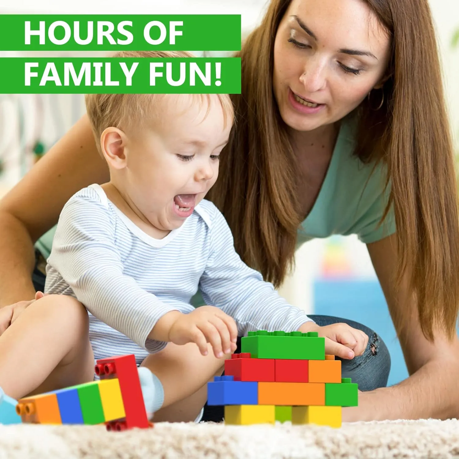 Big Building Blocks Set for Ages 3-5, Large Bricks, Compatible with Major Building Systems, Kids Stacking Blocks for Ages 3-6, Big Blocks Construction Toy for Boys & Girls, 100PCS.