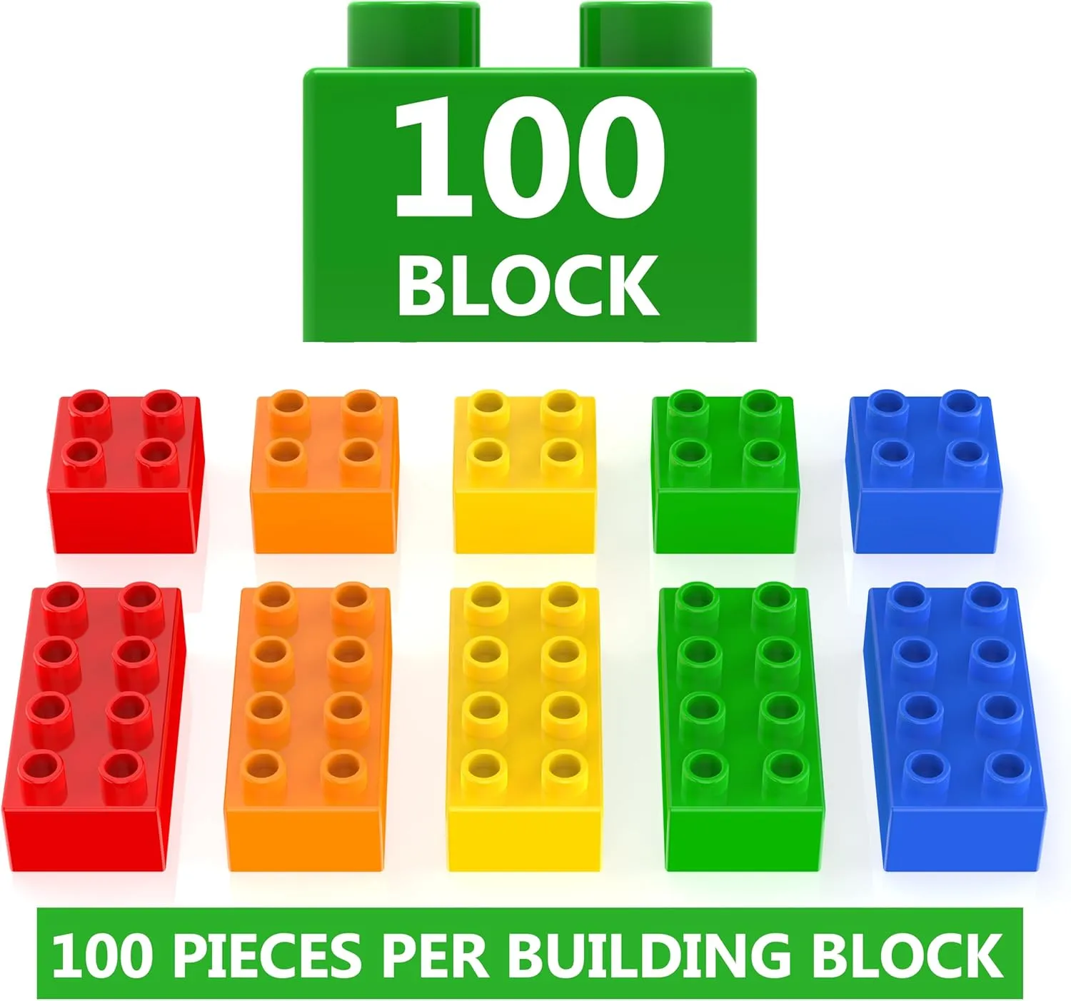 Big Building Blocks Set for Ages 3-5, Large Bricks, Compatible with Major Building Systems, Kids Stacking Blocks for Ages 3-6, Big Blocks Construction Toy for Boys & Girls, 100PCS.