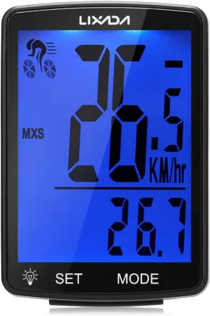 Bike Speed Meter, Wireless Bike Computer Multi Functional LCD Screen Bicycle Computer Mountain Bike Speedometer IPX6 Waterproof Cycling Measurable Temperature Stopwatch Cycling Accessories
