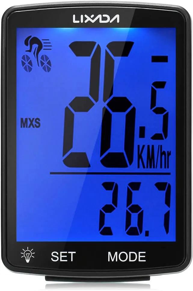 Bike Speed Meter, Wireless Bike Computer Multi Functional LCD Screen Bicycle Computer Mountain Bike Speedometer IPX6 Waterproof Cycling Measurable Temperature Stopwatch Cycling Accessories