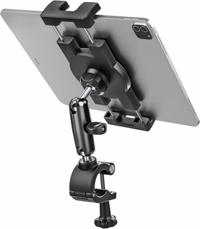 Bike Tablet Mount, Super Stable Handlebar Motorcycle Tablet Holder with Metal Arm, Scooter Bicycle Tablet Clamp with 360 Degree Adjustable for iPad Pro Air Mini, iPhone, Galaxy Tab, 4.7 to 13" Devices