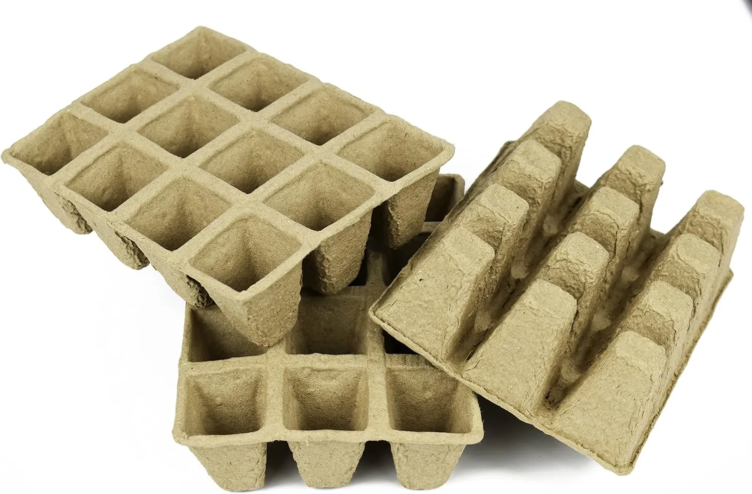 Black Duck Brand Set of 12 Biodegradable Eco Friendly Peat Trays! 3" 12 Pot Tray - Recycled Non Bleached Peat Pots Perfect for Seed Germination! No Transplanting Required - No More Damaged Roots!