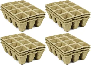 Black Duck Brand Set of 12 Biodegradable Eco Friendly Peat Trays! 3" 12 Pot Tray - Recycled Non Bleached Peat Pots Perfect for Seed Germination! No Transplanting Required - No More Damaged Roots!