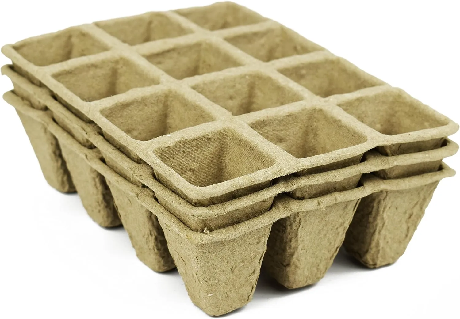 Black Duck Brand Set of 12 Biodegradable Eco Friendly Peat Trays! 3" 12 Pot Tray - Recycled Non Bleached Peat Pots Perfect for Seed Germination! No Transplanting Required - No More Damaged Roots!