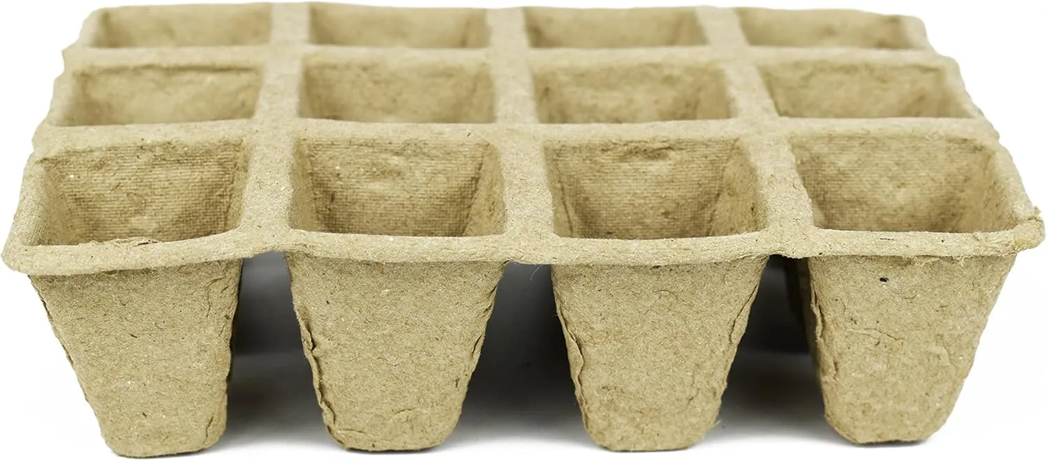 Black Duck Brand Set of 12 Biodegradable Eco Friendly Peat Trays! 3" 12 Pot Tray - Recycled Non Bleached Peat Pots Perfect for Seed Germination! No Transplanting Required - No More Damaged Roots!