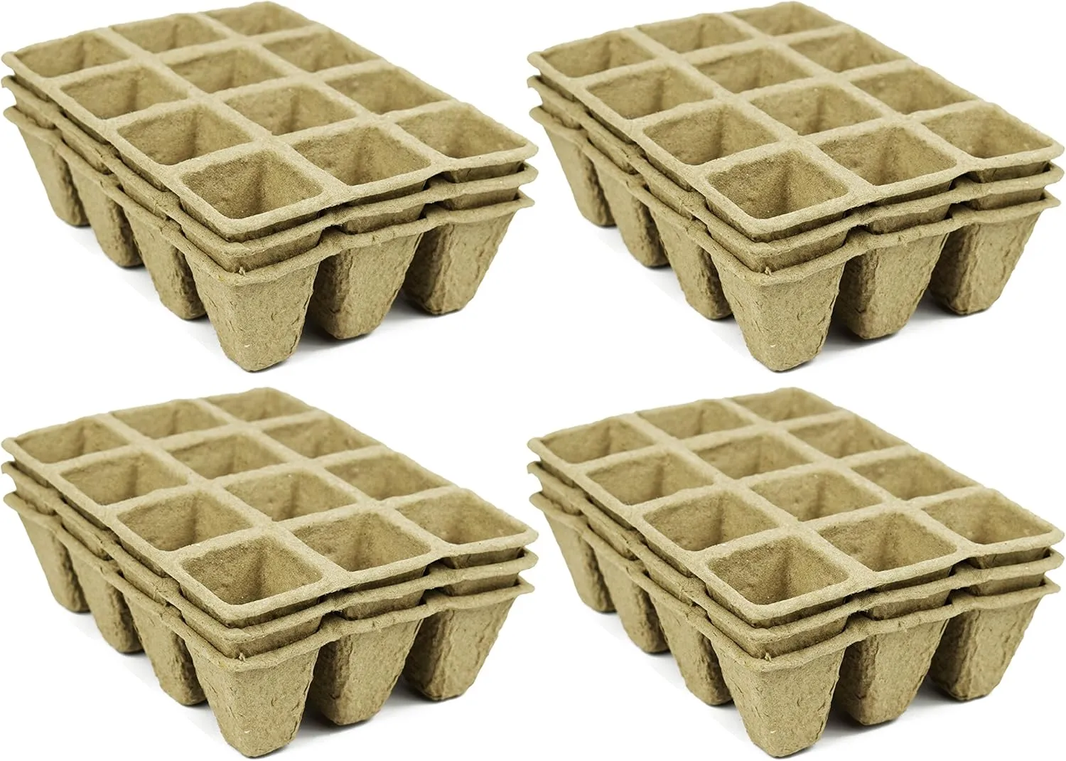Black Duck Brand Set of 12 Biodegradable Eco Friendly Peat Trays! 3" 12 Pot Tray - Recycled Non Bleached Peat Pots Perfect for Seed Germination! No Transplanting Required - No More Damaged Roots!