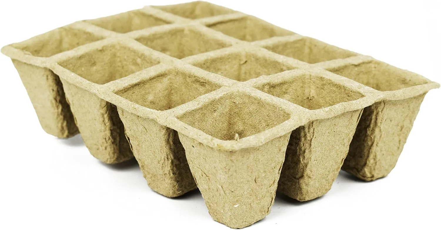 Black Duck Brand Set of 12 Biodegradable Eco Friendly Peat Trays! 3" 12 Pot Tray - Recycled Non Bleached Peat Pots Perfect for Seed Germination! No Transplanting Required - No More Damaged Roots!