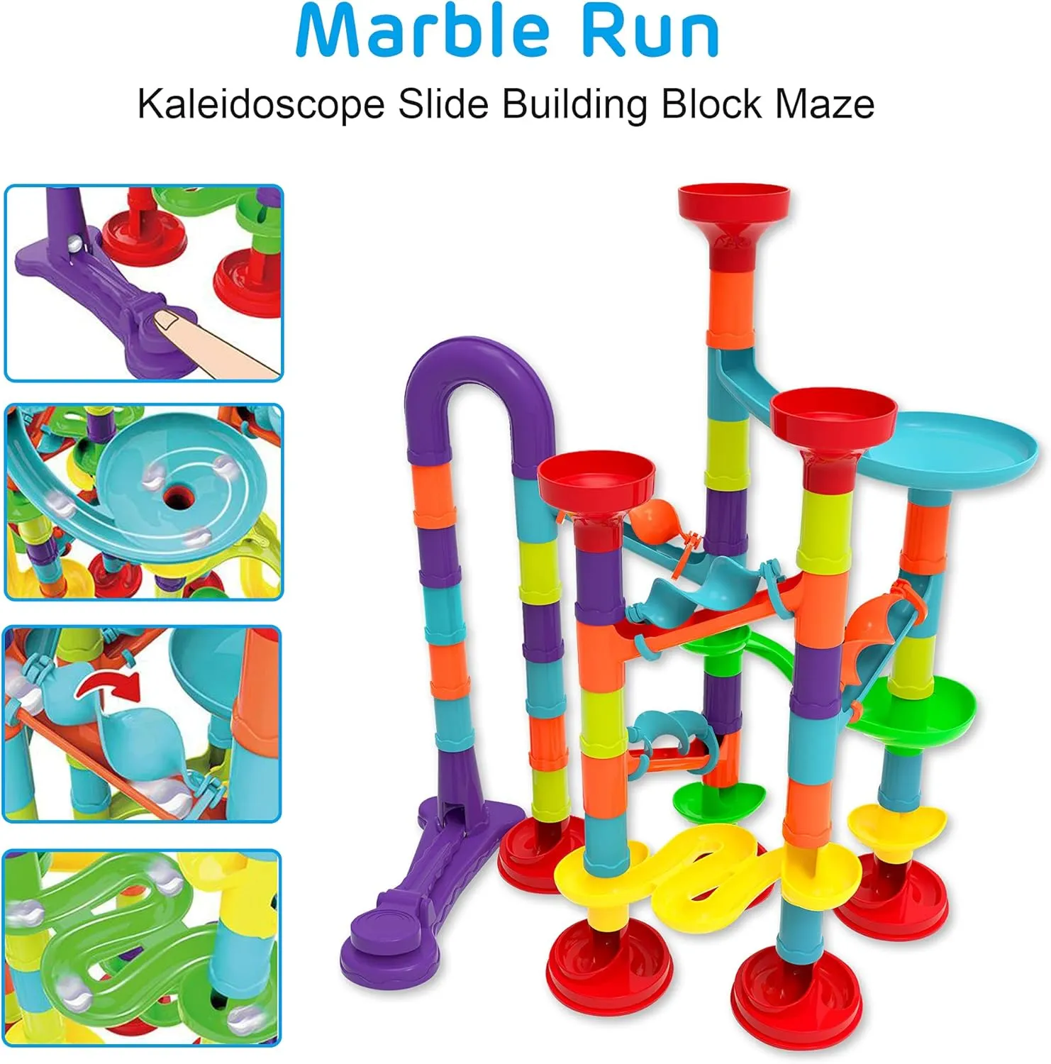 Blacka Marble Run Maze Race Game Glass Marbles for Kids Age 3 4 5 6 Boys Girls Educational Preschool Toys Block Toy Set As Xmas Birthday Present Festival Gifts, Small