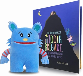 Blue Monster Tooth Fairy Pillow and Book Set | 8" Plush with Pocket for Lost Teeth & Hardcover Storybook w/Tracker, Q&A for Boys Girls Children of All Ages