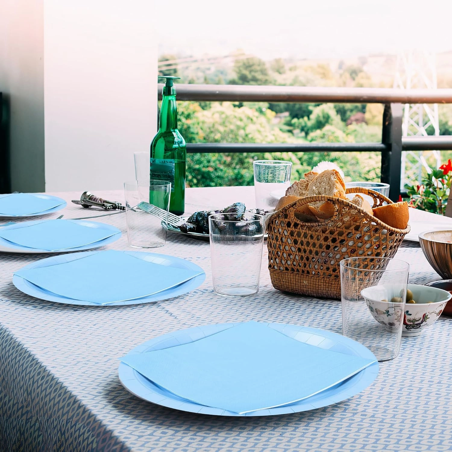 Blue Paper Plates Light Blue Plates Baby Blue Plates and Napkins Party Supplies Blue Party Plates Disposable Dinnerware for Blue Baby Boy Shower Birthday Wedding Party Decor,Serves 50 Guests