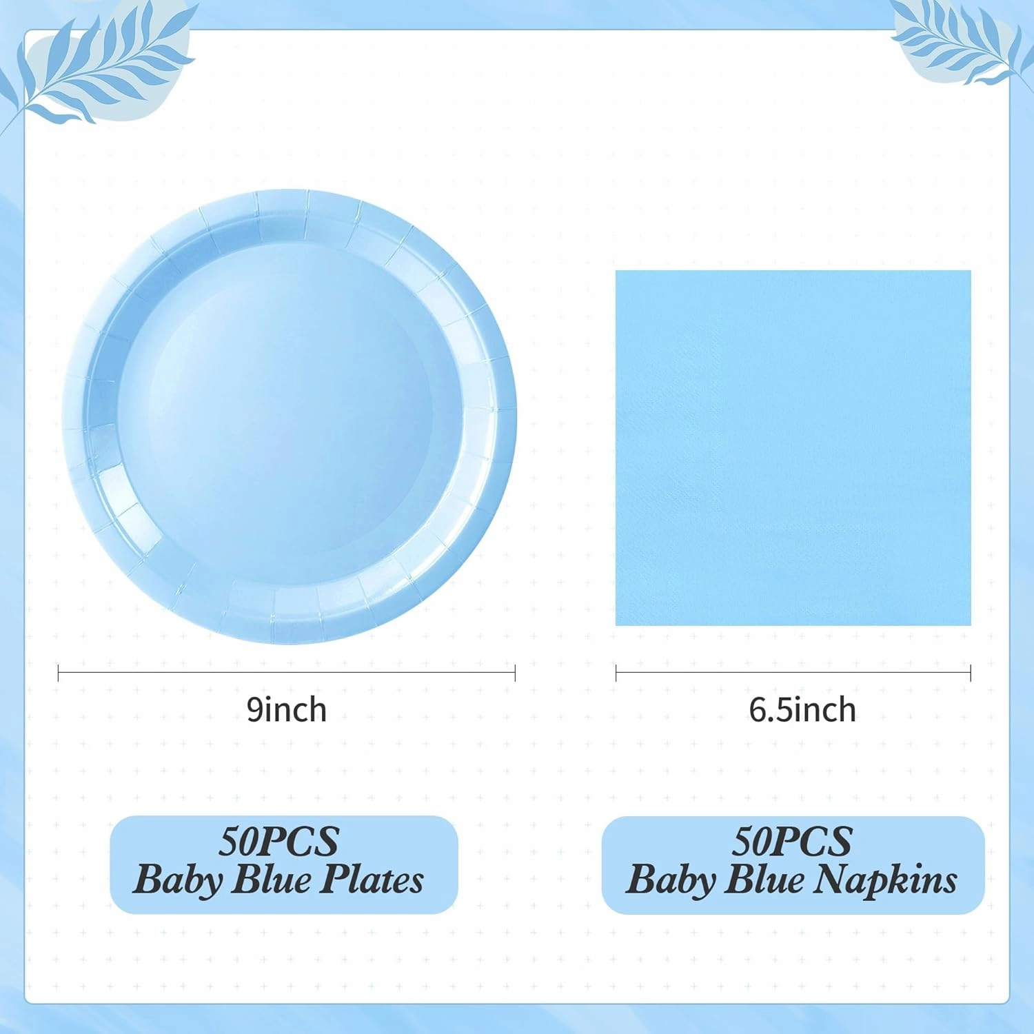 Blue Paper Plates Light Blue Plates Baby Blue Plates and Napkins Party Supplies Blue Party Plates Disposable Dinnerware for Blue Baby Boy Shower Birthday Wedding Party Decor,Serves 50 Guests