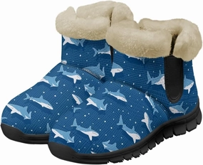 Blue Snow Boots for Women Fuzzy Ankle Booties Hiking Boots Non Slip Warm Casual Walking Boots
