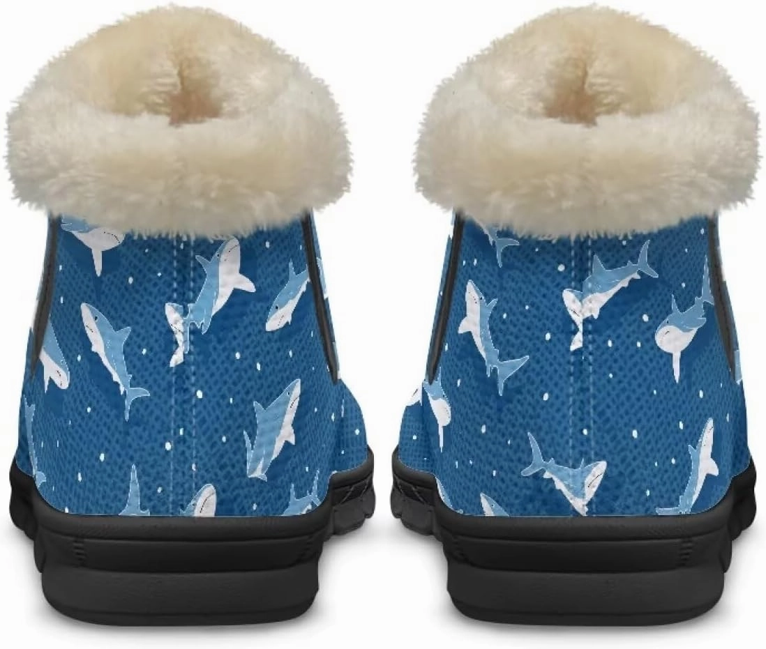 Blue Snow Boots for Women Fuzzy Ankle Booties Hiking Boots Non Slip Warm Casual Walking Boots