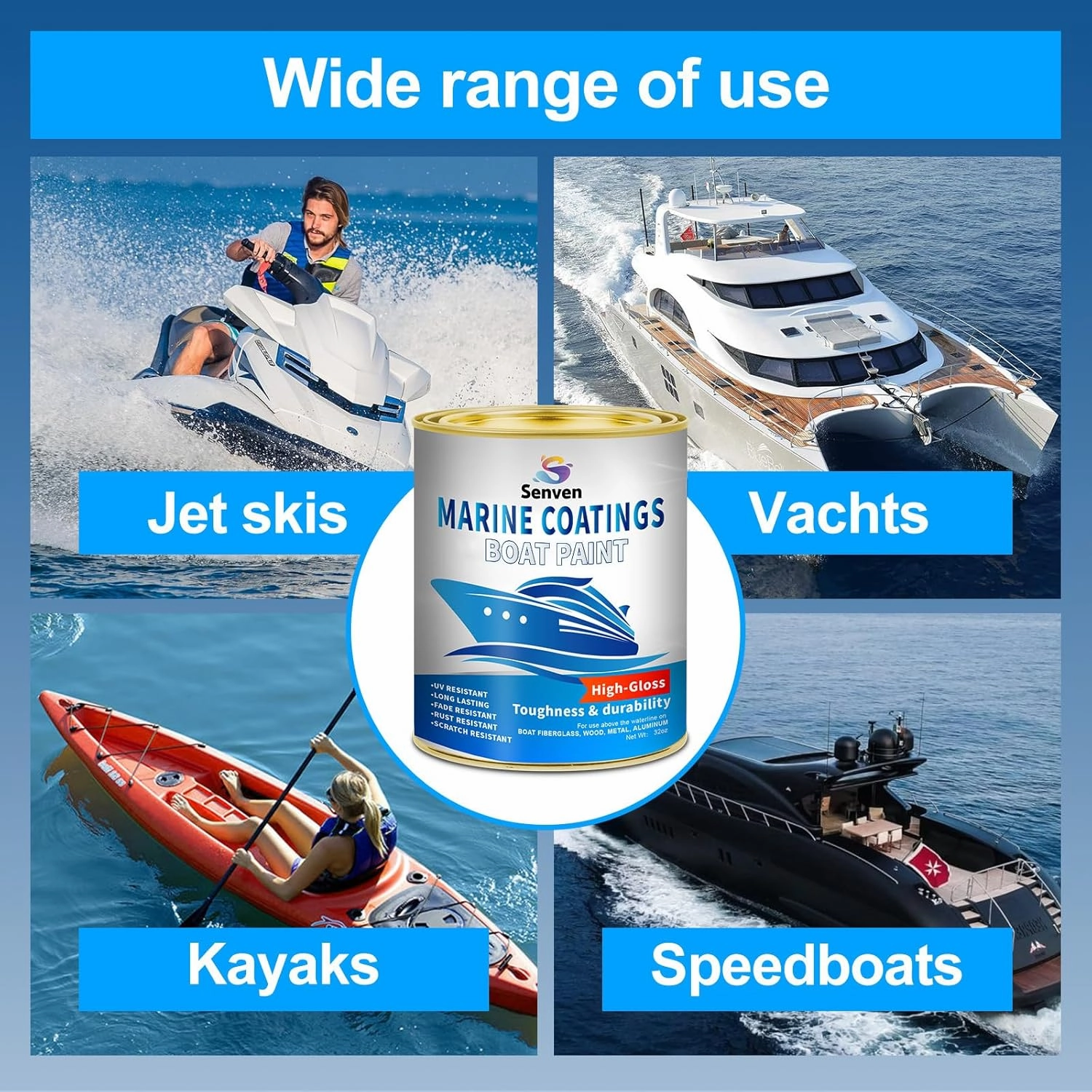 Boat Paint, 35 Oz, Gloss, Marine Paint, Boat Topside Wet Edge Bottom Enamel Paint, Marine Paint for Boats, Wood, Fiberglass, Aluminum, Metals, Oil-Based Epoxy Paint White Black Red Gray