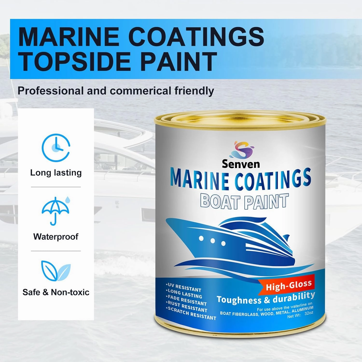 Boat Paint, 35 Oz, Gloss, Marine Paint, Boat Topside Wet Edge Bottom Enamel Paint, Marine Paint for Boats, Wood, Fiberglass, Aluminum, Metals, Oil-Based Epoxy Paint White Black Red Gray