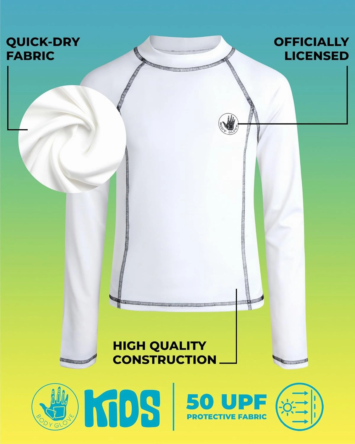 Body Glove Boys Rash Guard Shirt – UPF 50  Sun Protection Long Sleeve Swim Shirt for Boys (Size: 5-14)