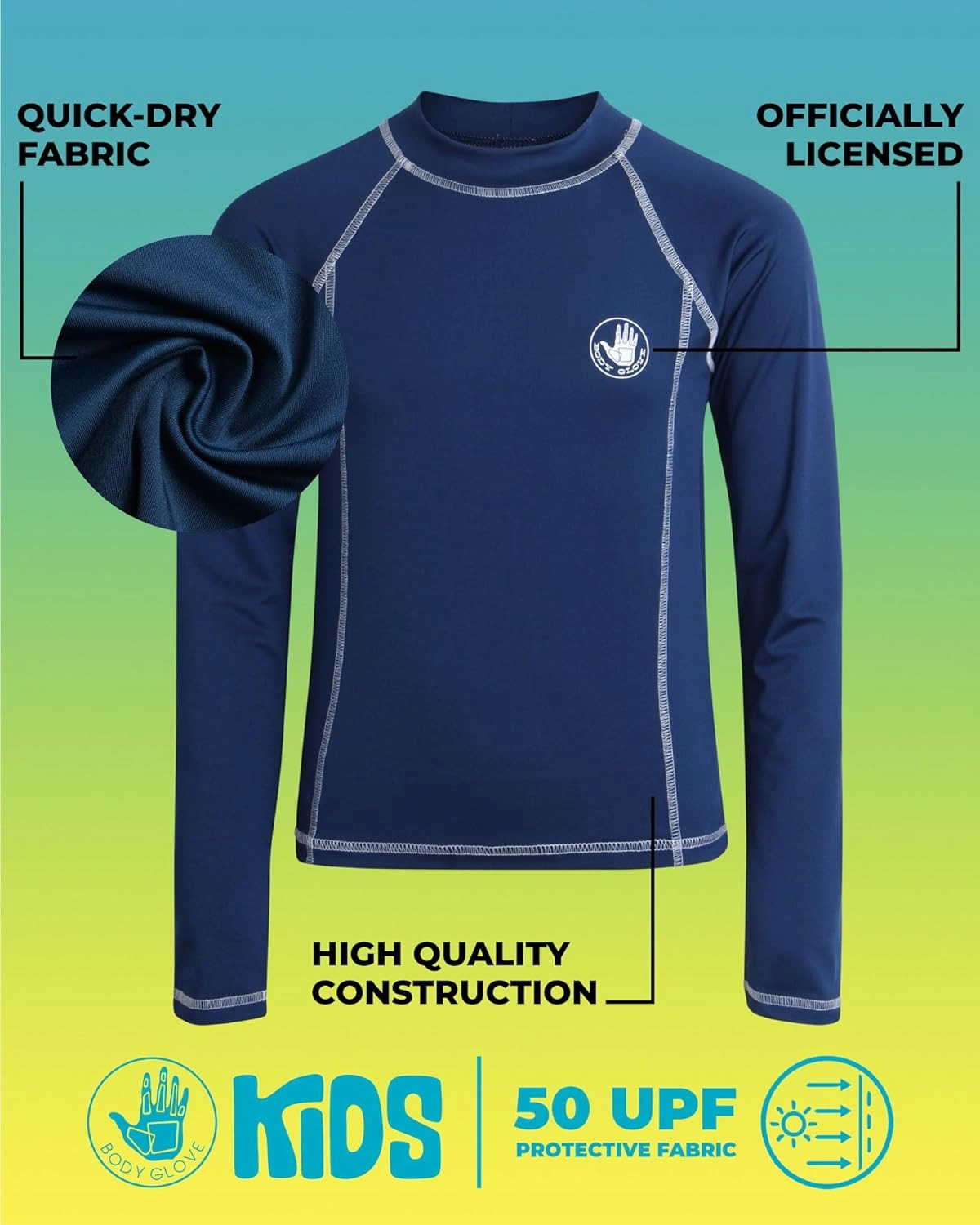 Body Glove Boys Rash Guard Shirt – UPF 50  Sun Protection Long Sleeve Swim Shirt for Boys (Size: 5-14)
