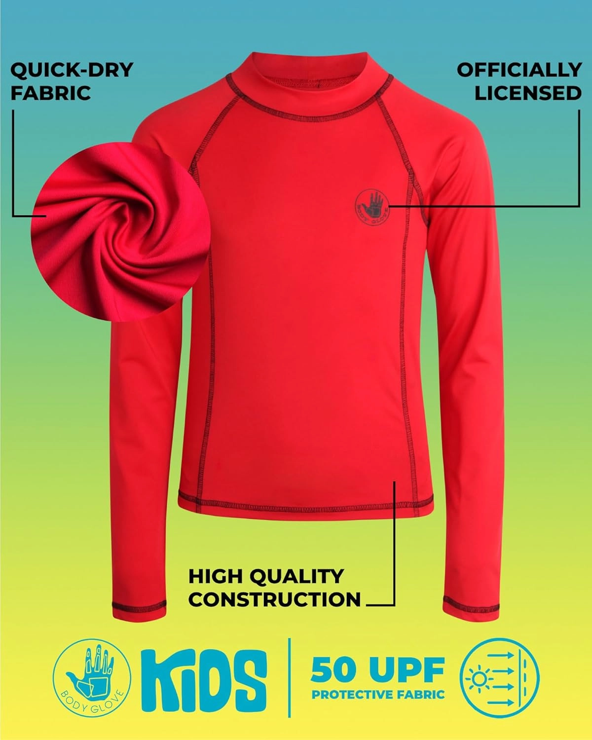 Body Glove Boys Rash Guard Shirt – UPF 50  Sun Protection Long Sleeve Swim Shirt for Boys (Size: 5-14)