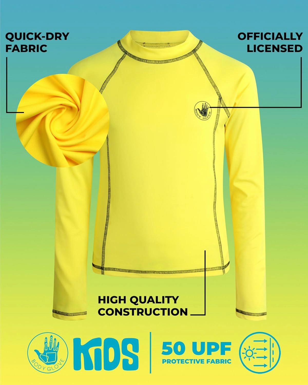 Body Glove Boys Rash Guard Shirt – UPF 50  Sun Protection Long Sleeve Swim Shirt for Boys (Size: 5-14)