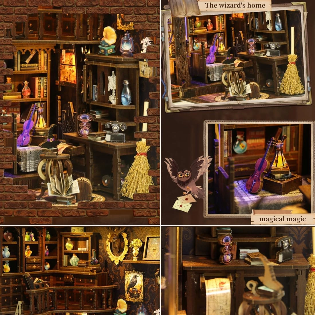 Book Nook Alley Kit, Wooden Cool Book Nook Alley, DIY Bookshelf Miniature Scenes, Bookshelf Model Kit, Book Nook Kits for Adults Fantasy - Magic Study House