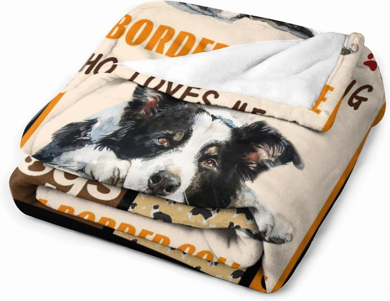 Border Collie Dog Print Blanket Best Dog Pet Animal Throw Blankets for Couch Sofa Stuff Decor Gifts Lightweight Soft Cozy Fleece Plush Warm Flannel Bedding for Lover Man Woman Teen Adults 40"x50"