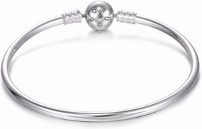 BORUO Sterling Silver Chain Bracelet Bangle Bracelet Style Snap Clasp Holiday Gifts Fits Troll Chamilia Carlo Biagi Zable Charms