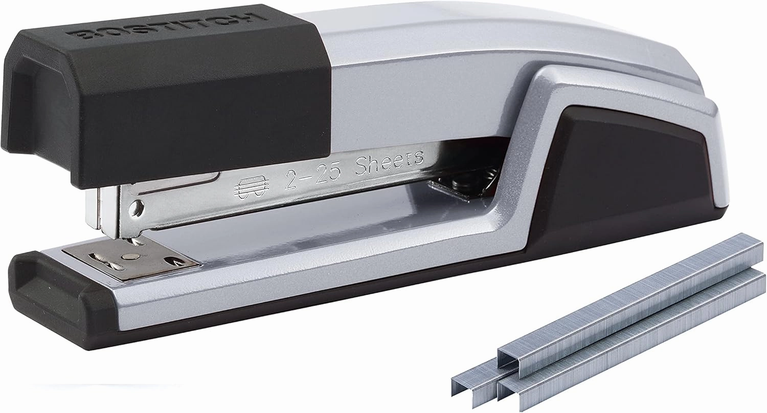Bostitch Office Epic All Metal 3 in 1 Stapler, 25 Sheet Capacity, with Integrated Remover & Staple Storage, Silver (B777R-SLV)