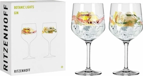 Botanic Lights No. 1 Series Gin Glass, 700 ml, Set of 2, Set of 2 with Summer Colours, Made in Germany, Green, Orange, Yellow, Red