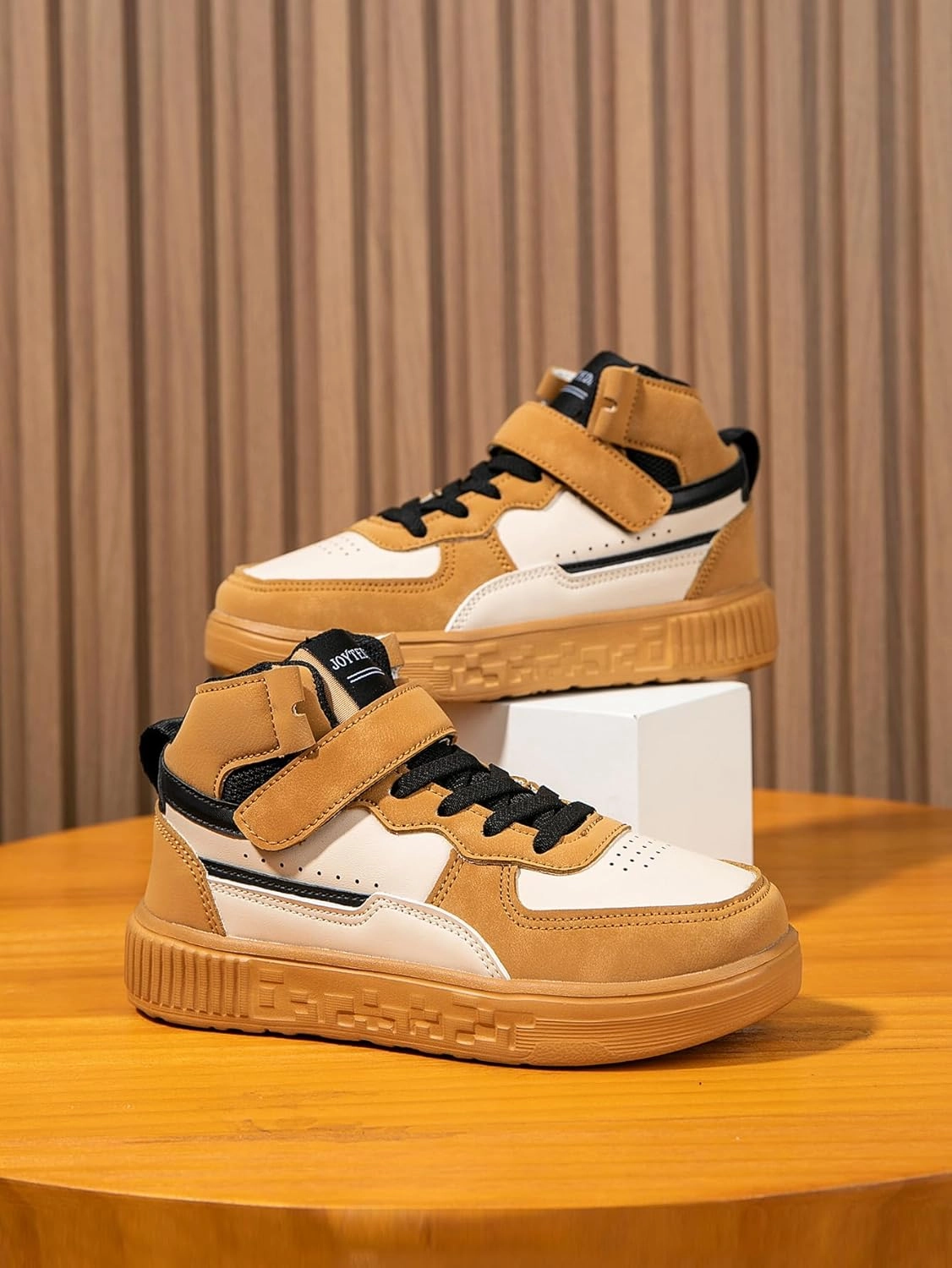 Boy Girl Board Shoes Non-Slip Outdoor Adjustable Strap Closure High Top Sneakers for Little Kids/Big Kids Age 6-12 Years