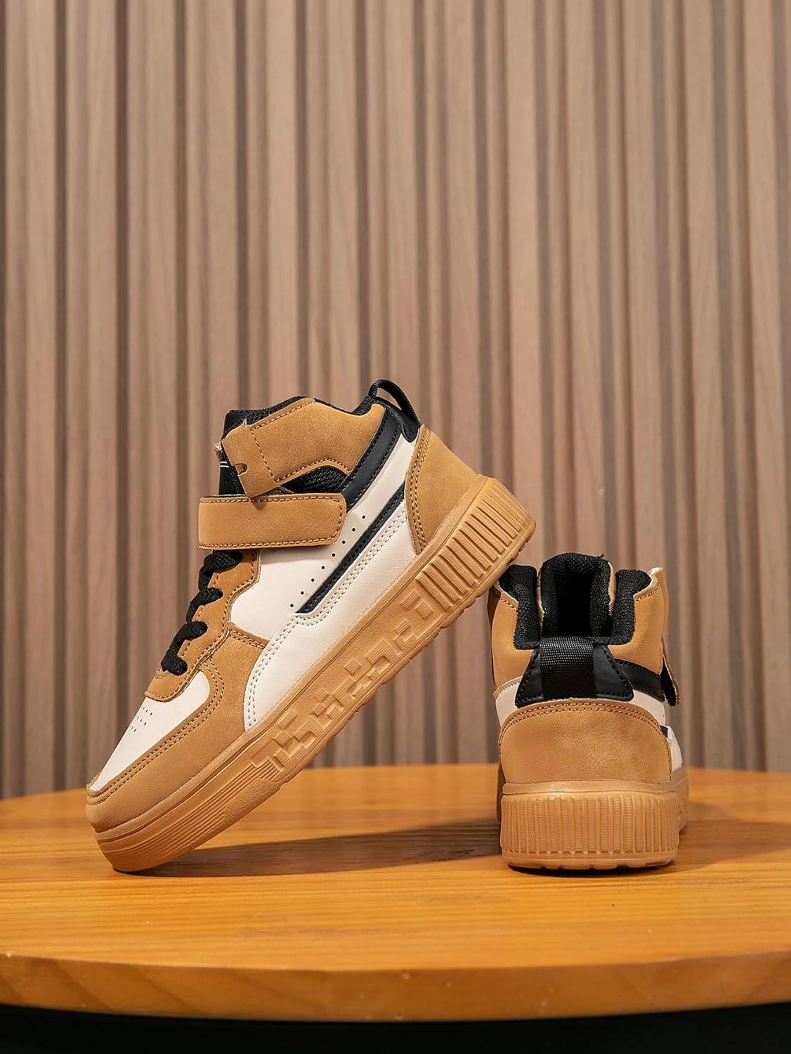 Boy Girl Board Shoes Non-Slip Outdoor Adjustable Strap Closure High Top Sneakers for Little Kids/Big Kids Age 6-12 Years
