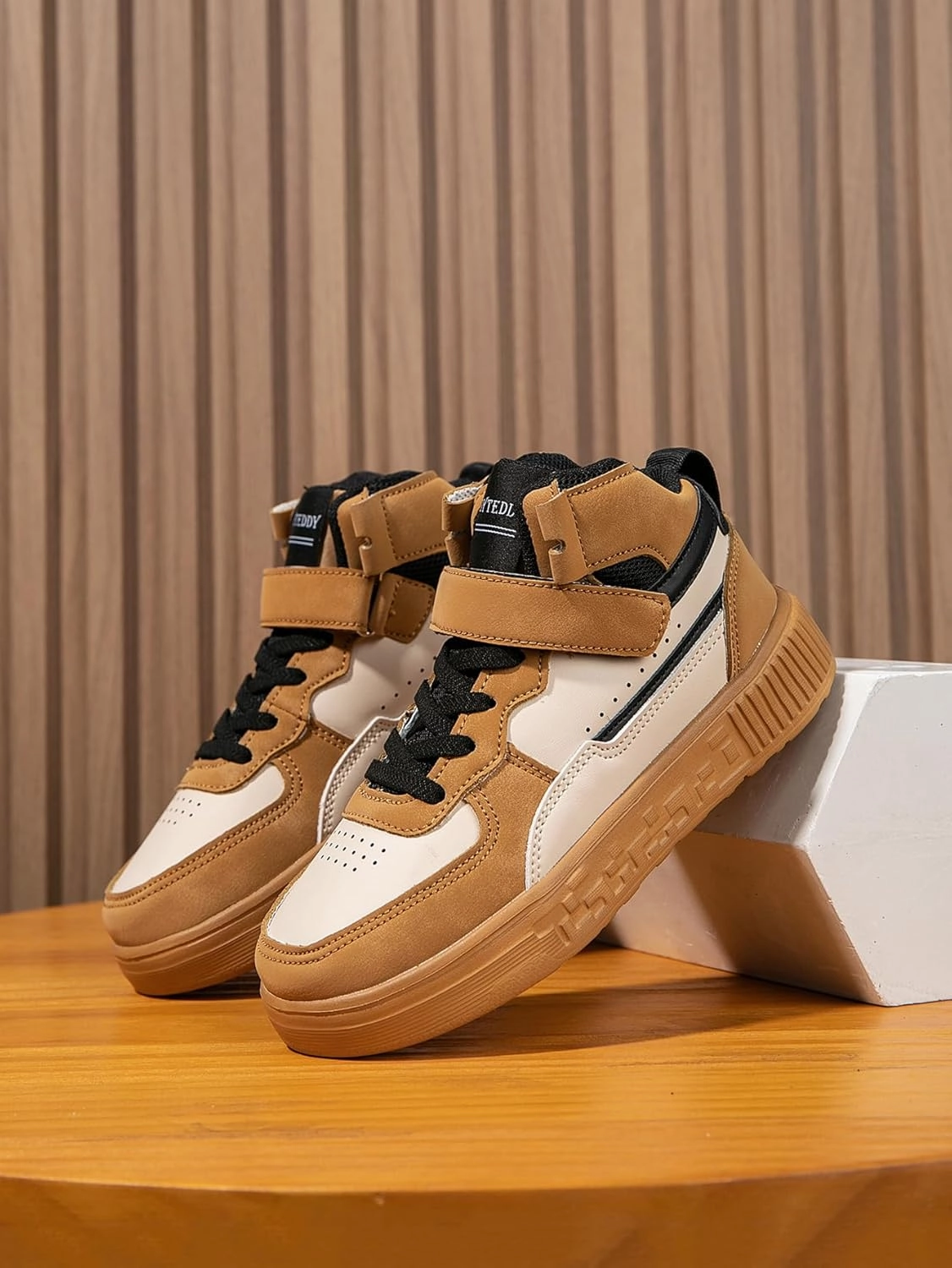 Boy Girl Board Shoes Non-Slip Outdoor Adjustable Strap Closure High Top Sneakers for Little Kids/Big Kids Age 6-12 Years