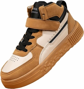 Boy Girl Board Shoes Non-Slip Outdoor Adjustable Strap Closure High Top Sneakers for Little Kids/Big Kids Age 6-12 Years