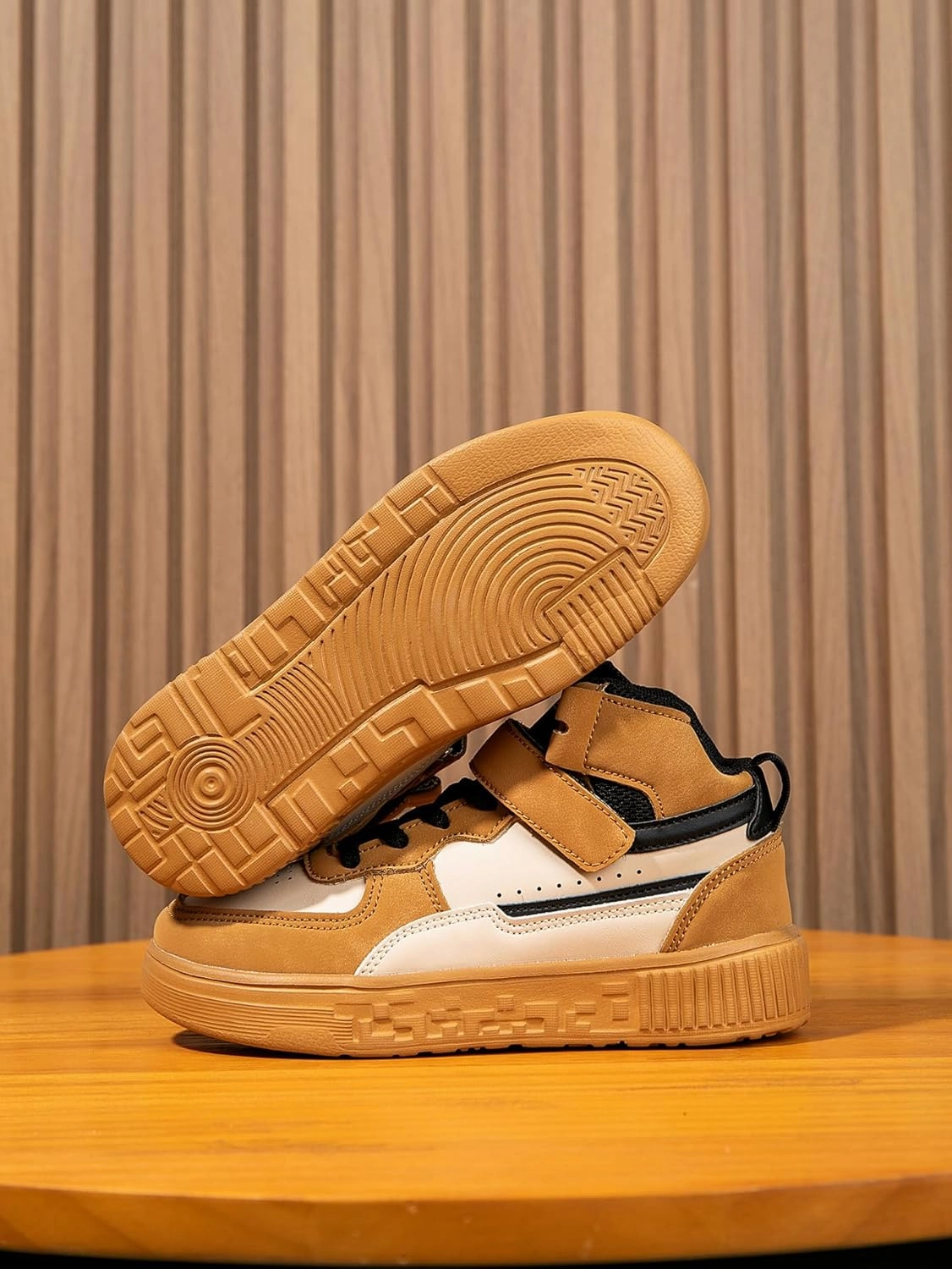 Boy Girl Board Shoes Non-Slip Outdoor Adjustable Strap Closure High Top Sneakers for Little Kids/Big Kids Age 6-12 Years