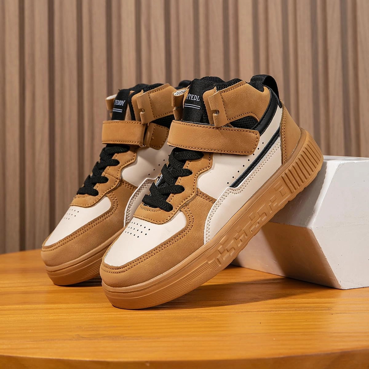 Boy Girl Board Shoes Non-Slip Outdoor Adjustable Strap Closure High Top Sneakers for Little Kids/Big Kids Age 6-12 Years