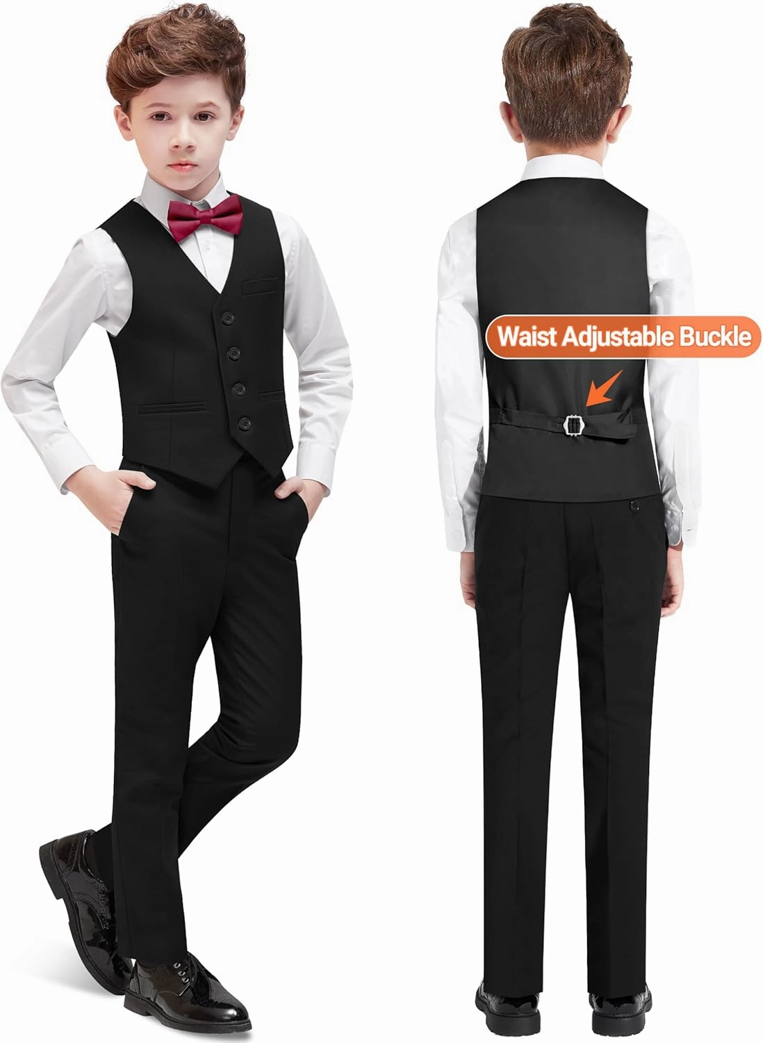 Boys' Formal Dresswear Suits Set, with Suspenders, Adjustable Waist