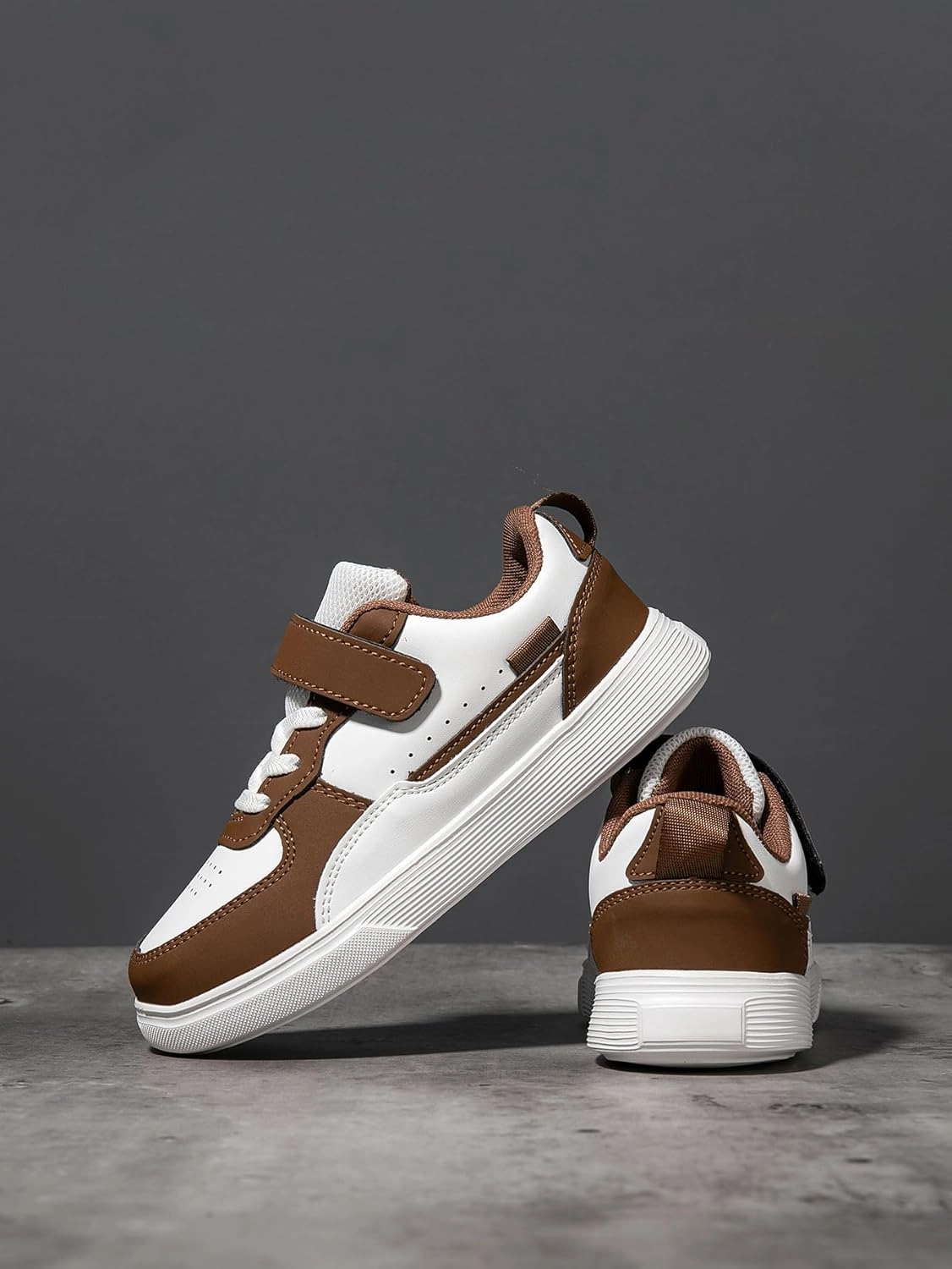 Boys and Girls Board Shoes Adjustable Hook and Loop Classic Low Top Kids Sneakers