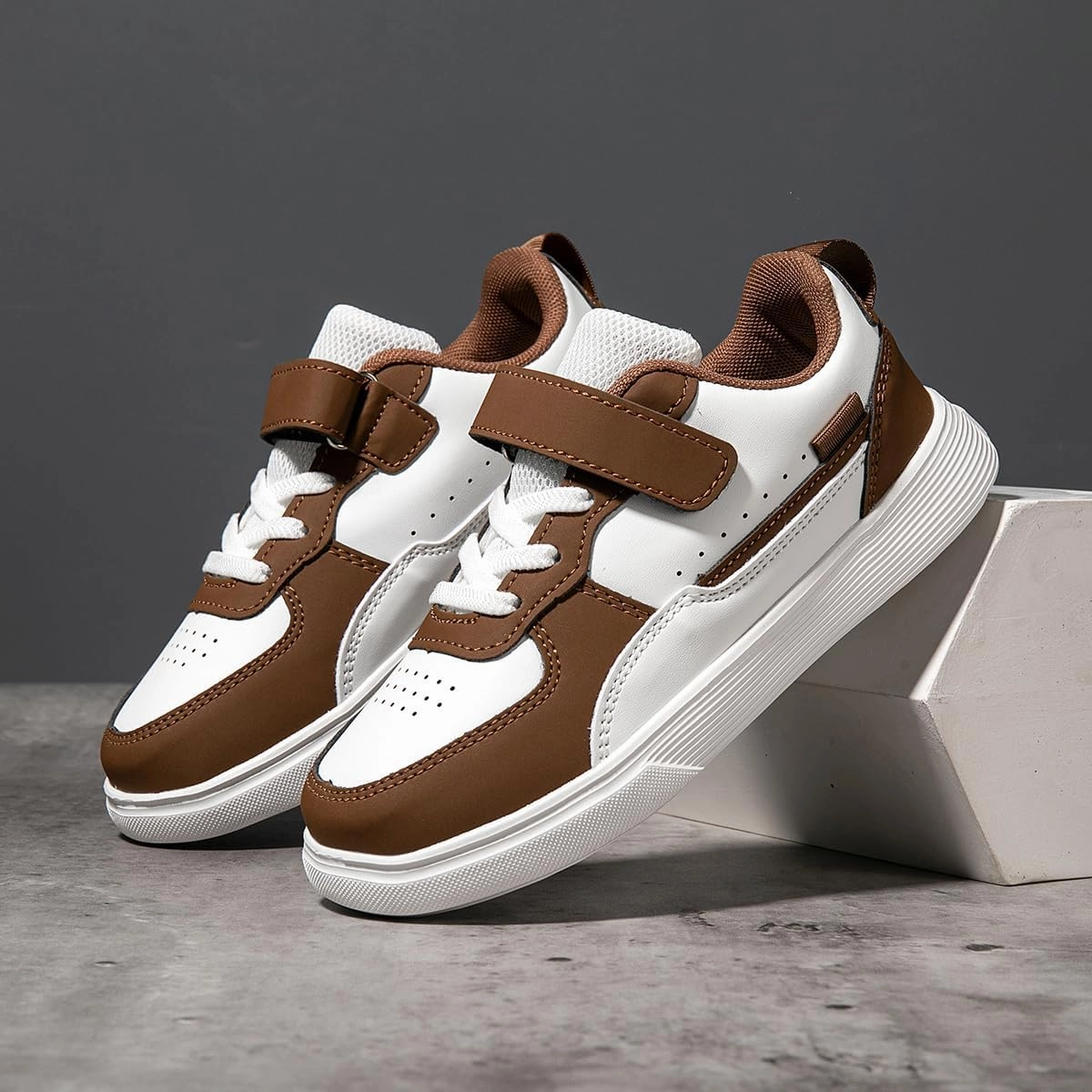Boys and Girls Board Shoes Adjustable Hook and Loop Classic Low Top Kids Sneakers