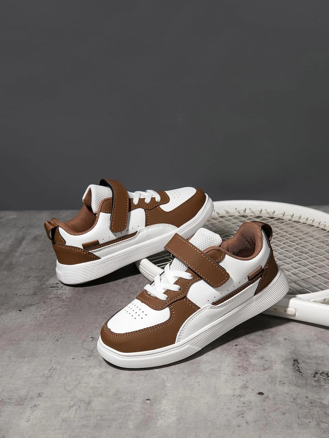 Boys and Girls Board Shoes Adjustable Hook and Loop Classic Low Top Kids Sneakers