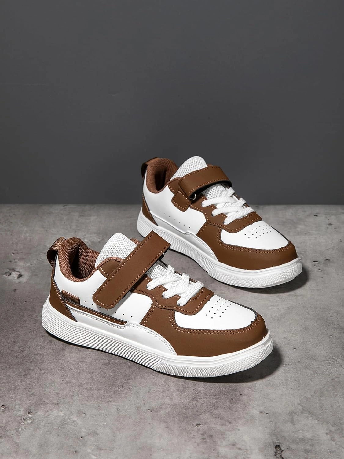 Boys and Girls Board Shoes Adjustable Hook and Loop Classic Low Top Kids Sneakers