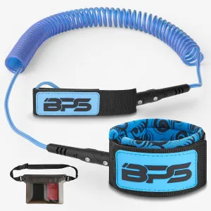 BPS ‘Storm’ Premium 7.2mm Coil SUP Leash Paddleboard Ankle Leash Quick Release Tab, with Waterproof Waist Bag Longboard Surfboard Stand-up Paddleboard Accessories