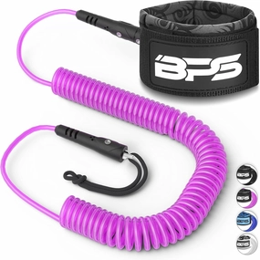 BPS New Zealand ‘Ultralite’ Coil SUP Leash Paddleboard Ankle Leash, 10ft Coiled Legrope Strap Quick Release Tab Longboard Surfboard Stand-up Paddleboard Accessories