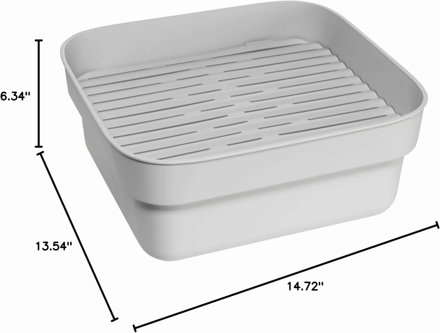 Brabantia Washing Up Dish Tub Bowl with Removable Draining Tray (Light Gray) Ideal for Rectangular/Square Kitchen Sinks (14.72 x 13.54 x 6.34)