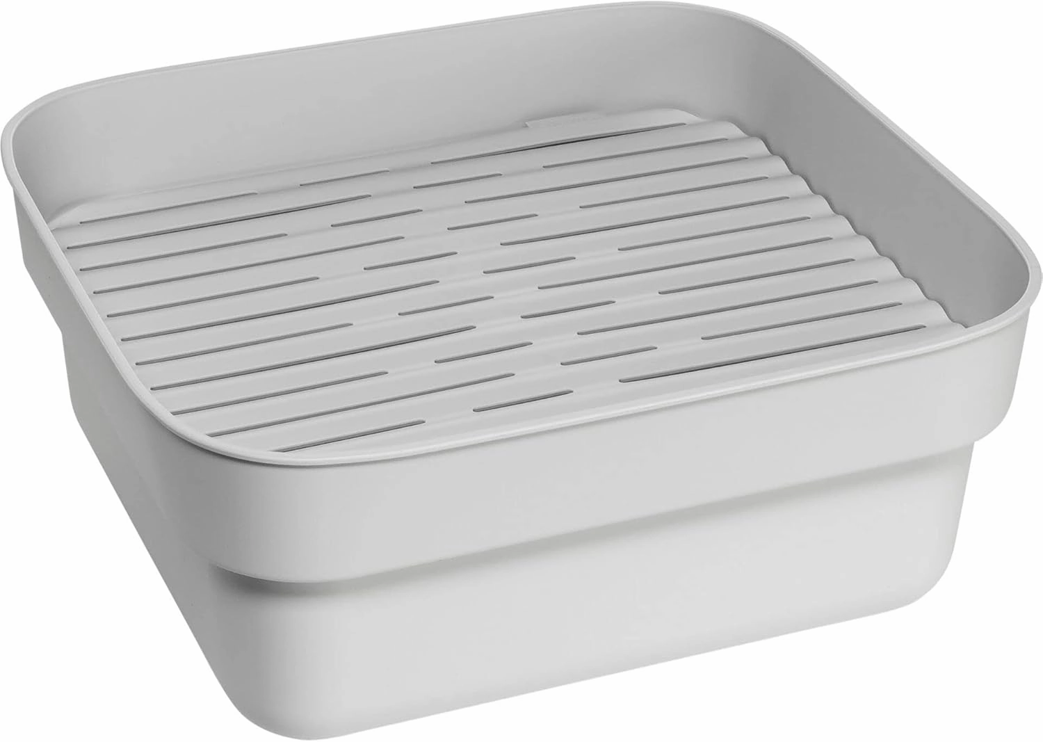 Brabantia Washing Up Dish Tub Bowl with Removable Draining Tray (Light Gray) Ideal for Rectangular/Square Kitchen Sinks (14.72 x 13.54 x 6.34)