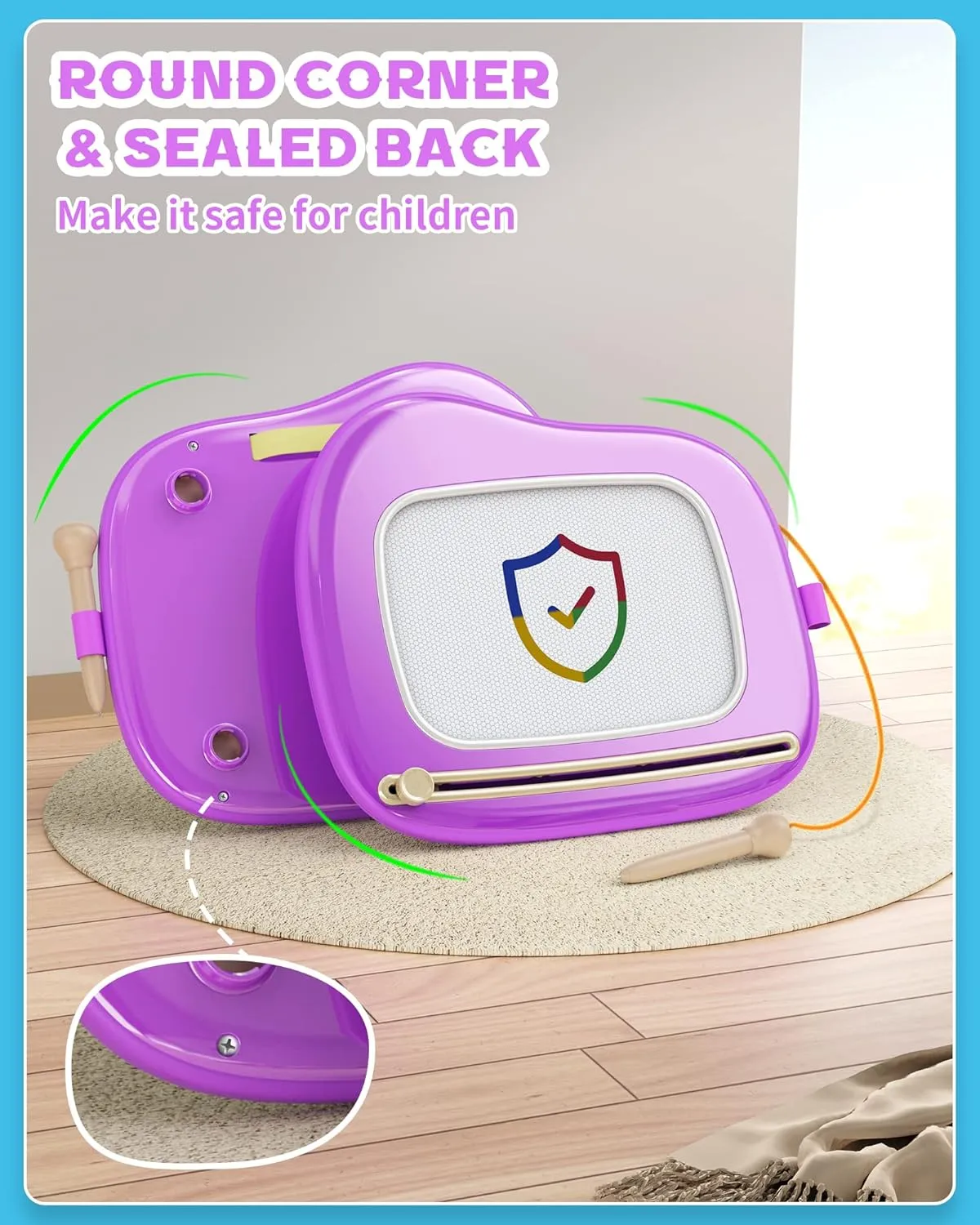 bravokids Kids Toys Toddler Girl Boy Toys, Sturdy Toddler Magnetic Drawing Doodle Board Writing for Little Boys Girls 1 2 3 Years Old Educational Learning Toy (Purple)