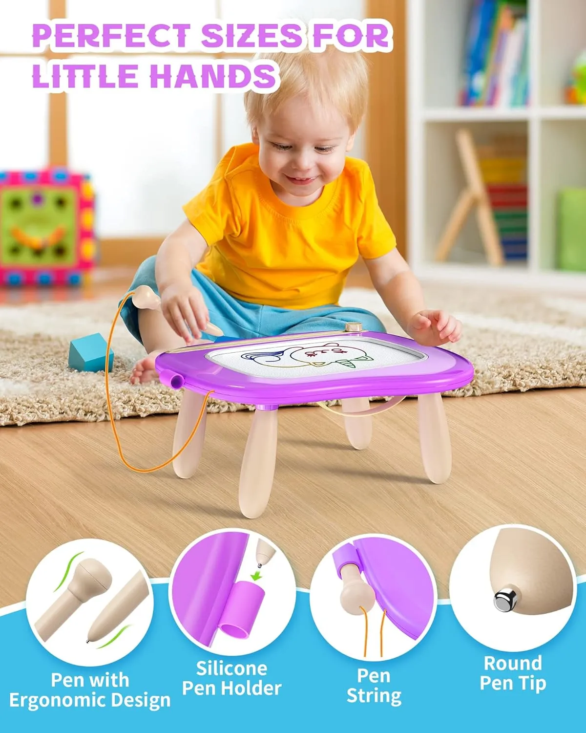 bravokids Kids Toys Toddler Girl Boy Toys, Sturdy Toddler Magnetic Drawing Doodle Board Writing for Little Boys Girls 1 2 3 Years Old Educational Learning Toy (Purple)