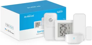 BroadLink FastCon Smart Home Sensor Kit, Radar Motion Sensor, Smart Window Door Sensor Alarm, Temperature and Humidity Sensor, and Mini Hub for Smart Home Automation, Compatible with Alexa