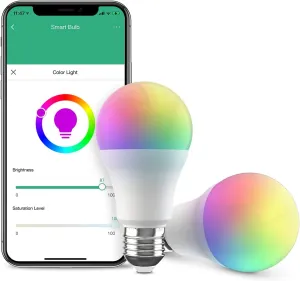 Broadlink Smart Bulb, 10W RGB Dimmable Wi-Fi LED Smart Light Bulbs A19 800lm Color Changing, Works with Alexa, Google Home, Siri and IFTTT, No Hub Required (2-Pack)
